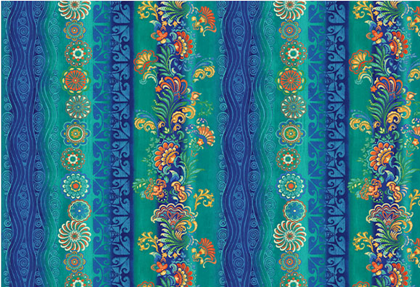 Mythical Mermaids by David Galchutt Oceanic Stripe Teal/Multi    13288-85 Cotton Woven Fabric