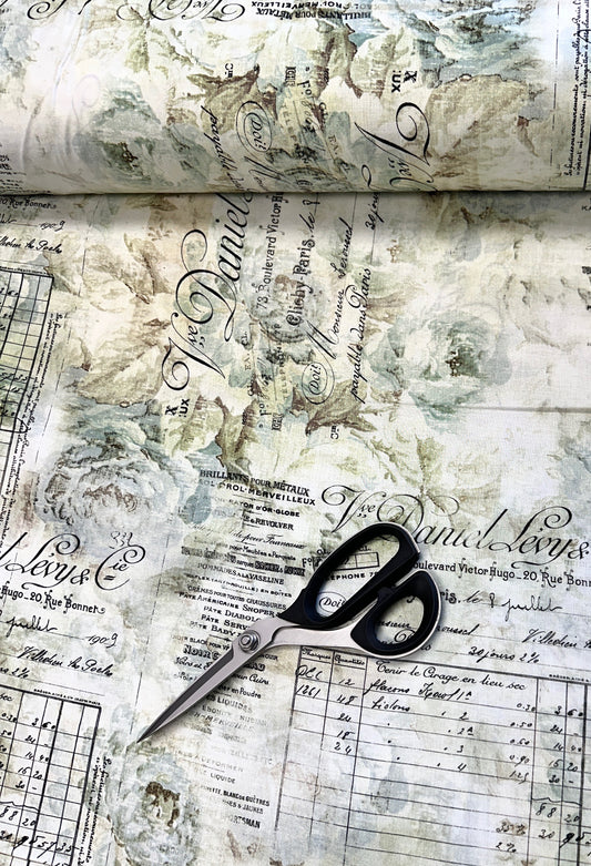 Eclectic Elements by Tim Holtz 108" Wideback Digital Receipt Aqua QBTH010.AQUA 100% Cotton Quilt Backing  Woven Wideback