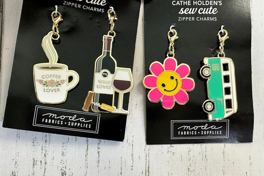 New Arrival: Cathe Holden Sew Cute Coffee & Wine Lover Zipper Charms CH125
