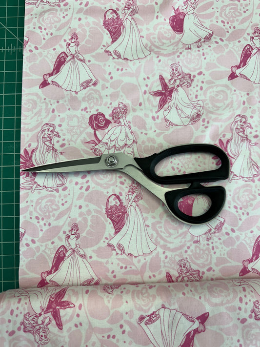 Licensed Disney Princess Lines Pink Cotton Woven Fabric