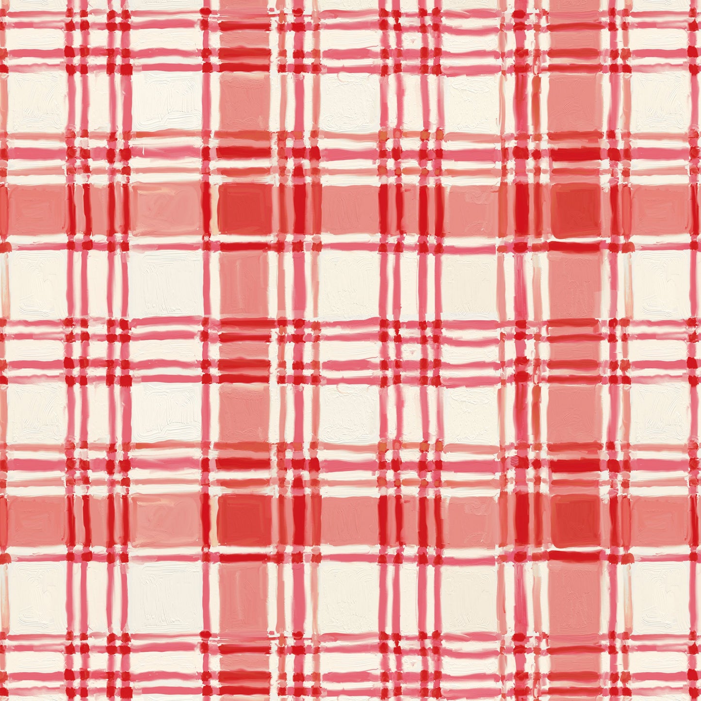 PREORDER ITEM-EXPECTED JUNE 2026: Holly Woods by Cathy Walters Painted Plaid 9241-83 CORAL Cotton Woven Fabric