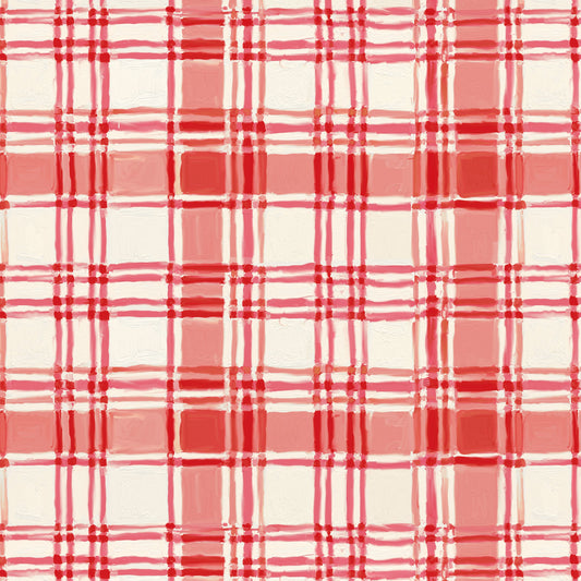 PREORDER ITEM-EXPECTED JUNE 2026: Holly Woods by Cathy Walters Painted Plaid 9241-83 CORAL Cotton Woven Fabric
