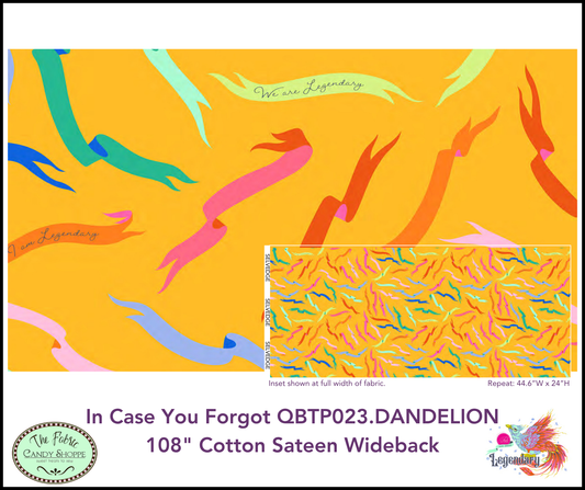 Preorder October 2026: Legendary Tula Pink In Case You Forgot 108" Wideback QBT023.Dandelion Fabric
