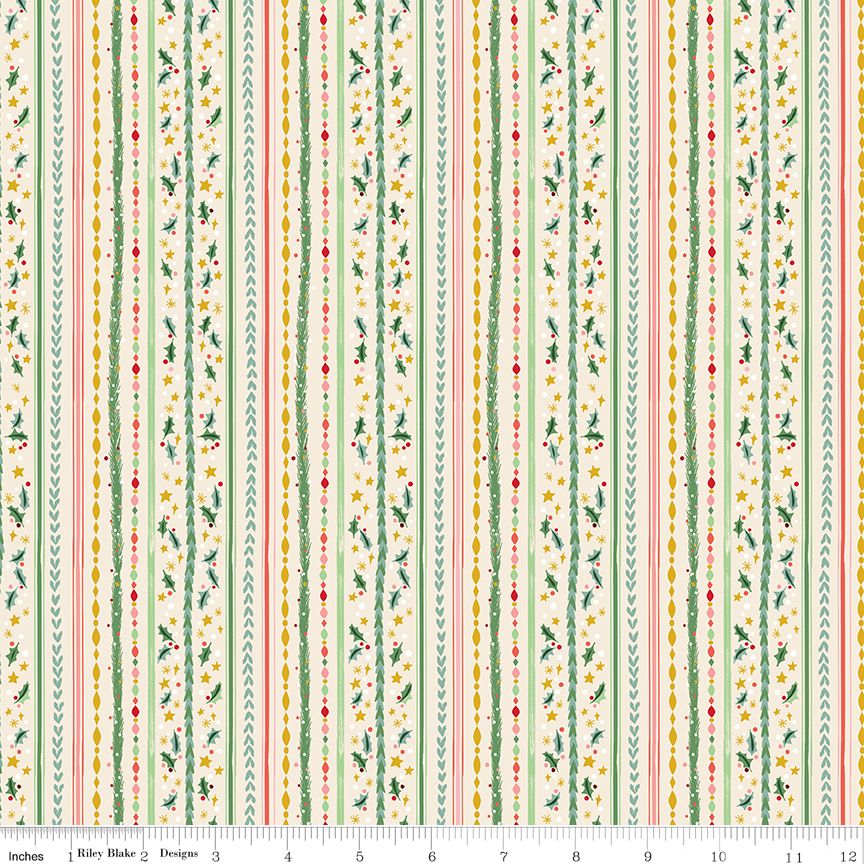 Preorder May 2027: Carol Winterberry Stripes Ivory Sparkle SC19055-IVORY by Jill Howarth
