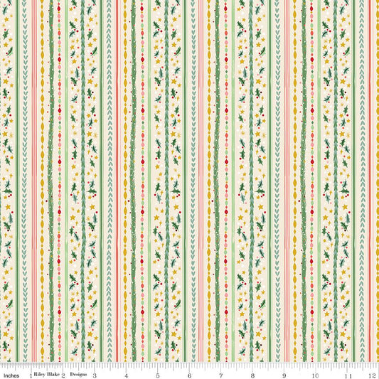 Preorder May 2027: Carol Winterberry Stripes Ivory Sparkle SC19055-IVORY by Jill Howarth