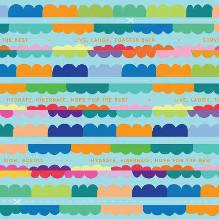 Preorder November 2026: Talk to Me Binding Glory Live Laugh Aqua 6021-04 by KK Fabrics