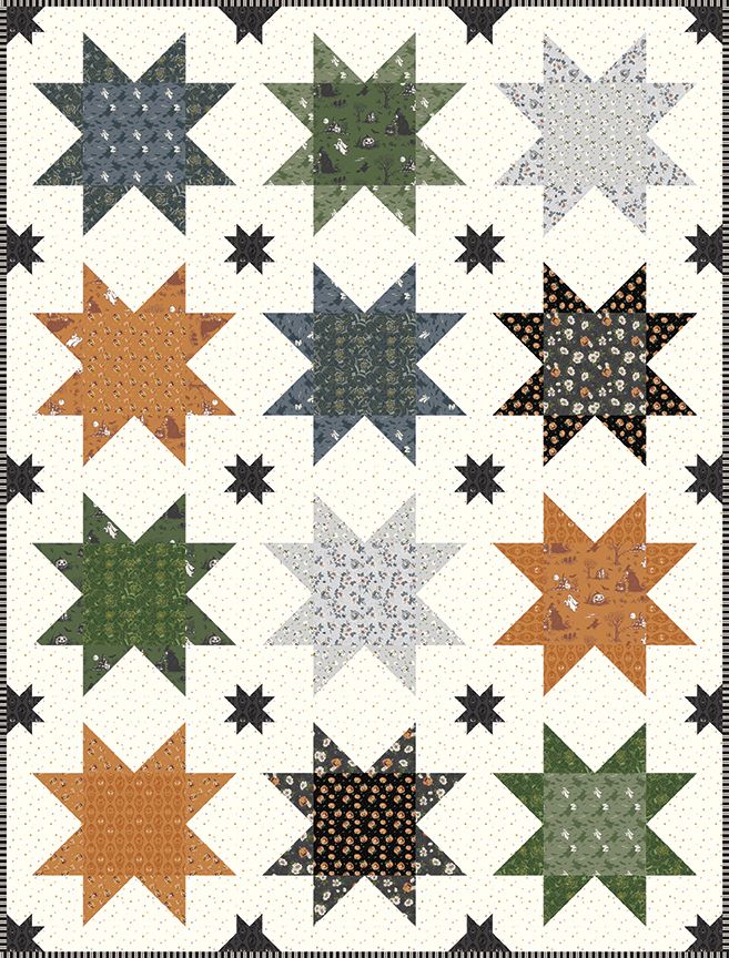 Preorder Apr 2027: Bitty Bats Stars Quilt Kit Featuring Cobweb Cottage