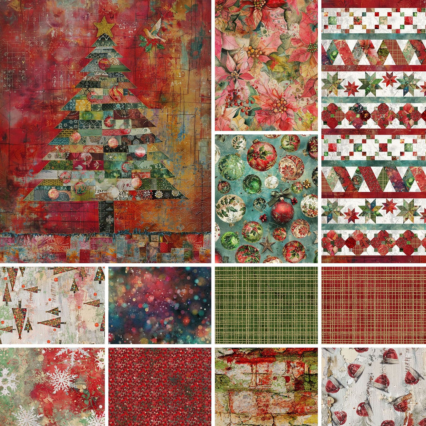 Preorder July 2027: A Rough Christmas HY Bundle of 11 Fabrics and 1 36" Panel