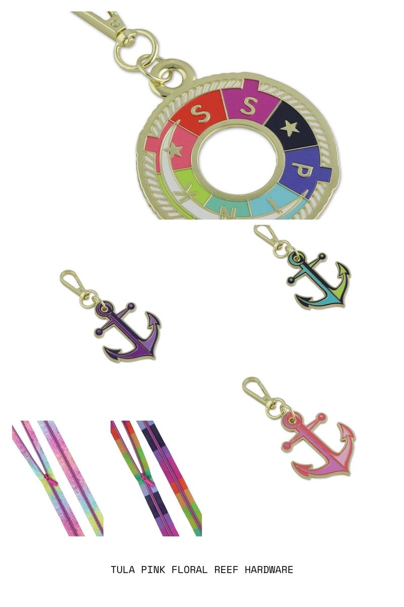 Preorder May 2026: Tula Pink Floral Reef Sallie Tomato: Anchors Aweigh Marine Bag Charm STS344