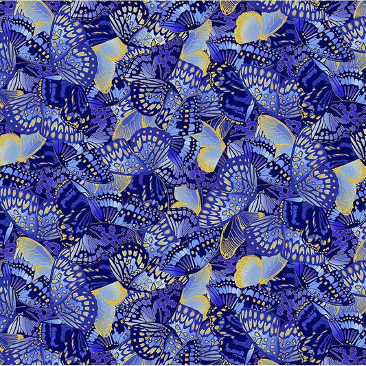 PREORDER ITEM EXPECTED IN JANUARY 2026 Moonlight By Chong-A Hwang  Indigo Metallic LOTUS-CM3991-INDIGO Cotton Woven
