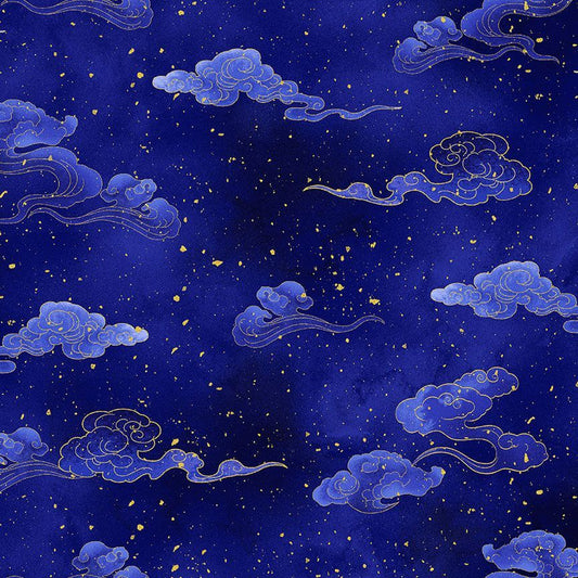 PREORDER ITEM EXPECTED IN JANUARY 2026 Moonlight By Chong-A Hwang Sapphire Metallic LOTUS-CM3993-Sapphire Cotton Woven