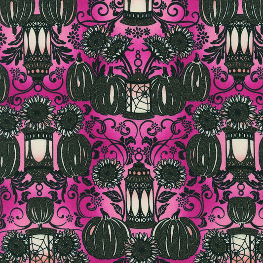 Bat-tastic by Vanessa Lillrose & Linda Fitch Lanterns Hot Pink w/Glitter    WELM21707110 Cotton Woven Fabric