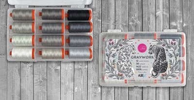 PREORDER ITEM EXPECTED IN OCTOBER 2025: Tula Pink Graywork Thread Large Spool Set of 12 100% Cotton 50 wt  TP50GW10