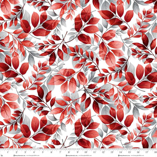 PREORDER ITEM - EXPECTED APRIL 2026: Scarlet's Treasure by Color Principle Leaves White/Red    3645-18 Cotton Woven Fabric