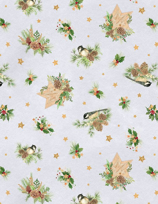 Preorder June 2026: Let It Snow-Man Birds & Pine Toss Gray 27757-972 by Danielle Leone