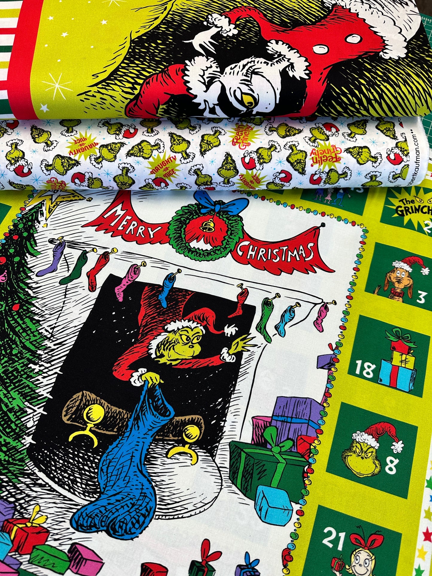 Licensed How the Grinch Stole Christmas by Dr. Seuss Enterprises 24" Panel Holiday    ADED-22564-223 Cotton Woven Panel