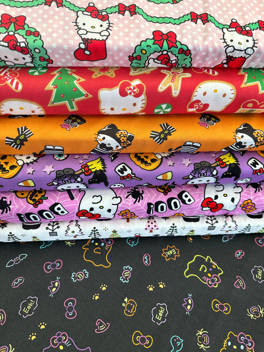 Licensed Seasonal  Hello Kitty Christmas White    77990-A62078 Cotton Woven Fabric