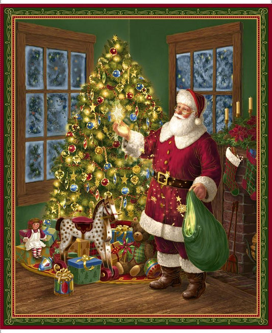 36” Panel Best Time of the Year Santa by Liz Goodrick-Dillon Cotton Woven Panel