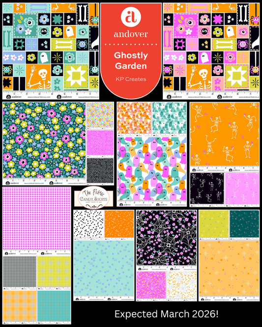 PREORDER ITEM-EXPECTED MARCH 2026: Ghostly Garden by K P Creates FQ Bundle of 26 Prints FQ-GHOS-26 Cotton Woven Fabric