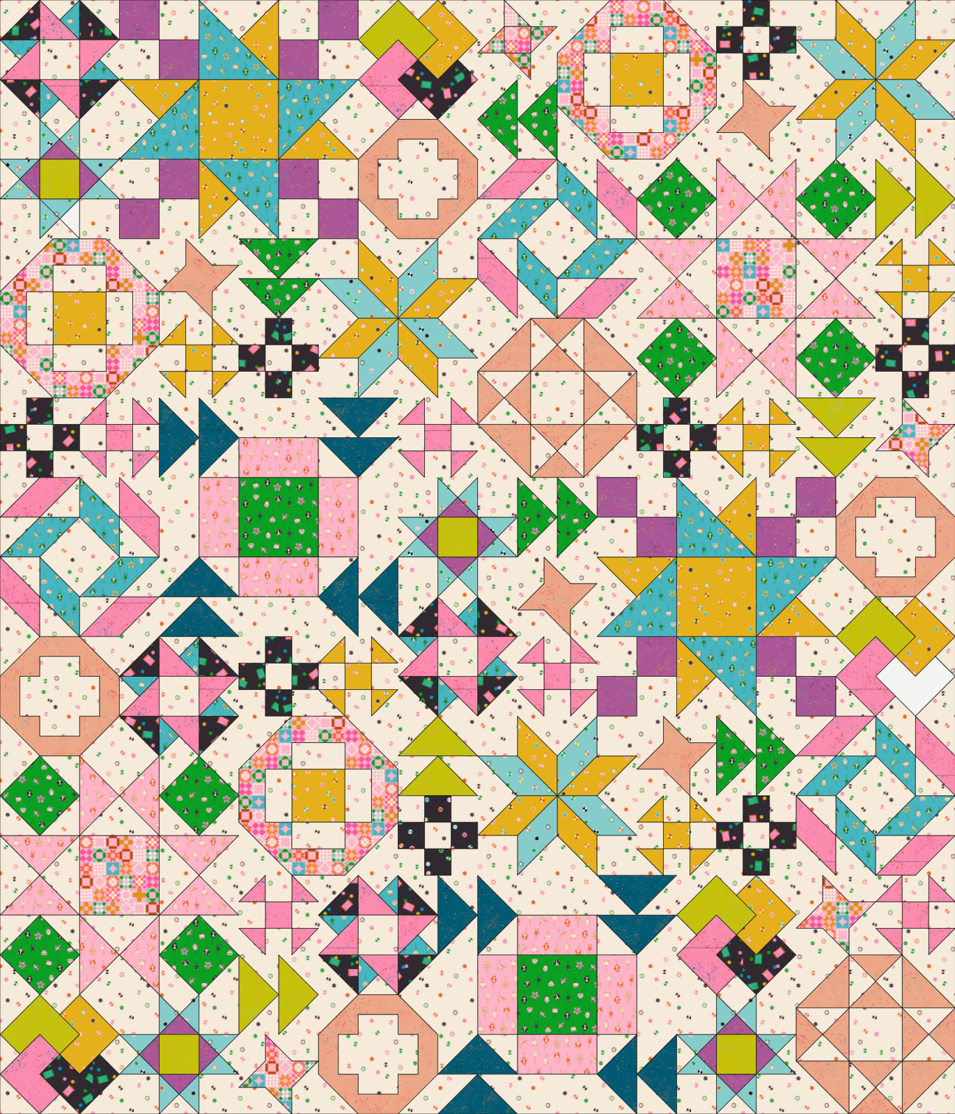 August 2026: Registration for Lucky Stars Daylight Quilt BOM Featuring RSS 1-800-Notion and Speckled