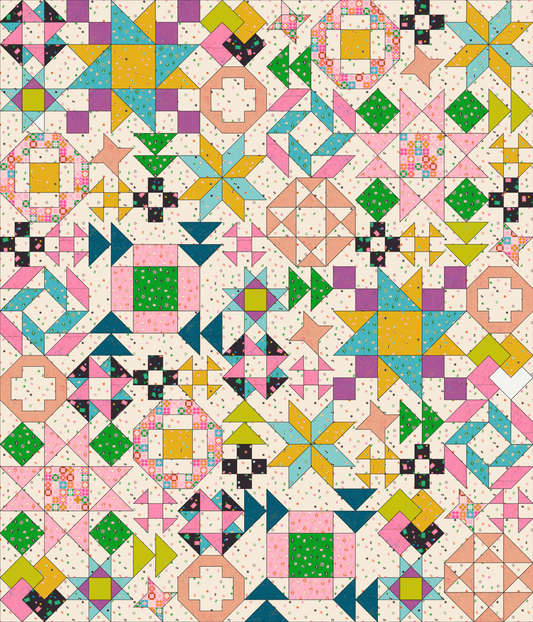 August 2026: Registration for Lucky Stars Daylight Quilt BOM Featuring RSS 1-800-Notion and Speckled