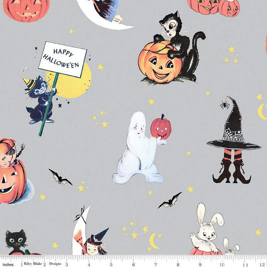 Fright Delight by LIndsay Wilkes of the Cottage Mama Main Gray C13230-GRAY Cotton Woven Fabric