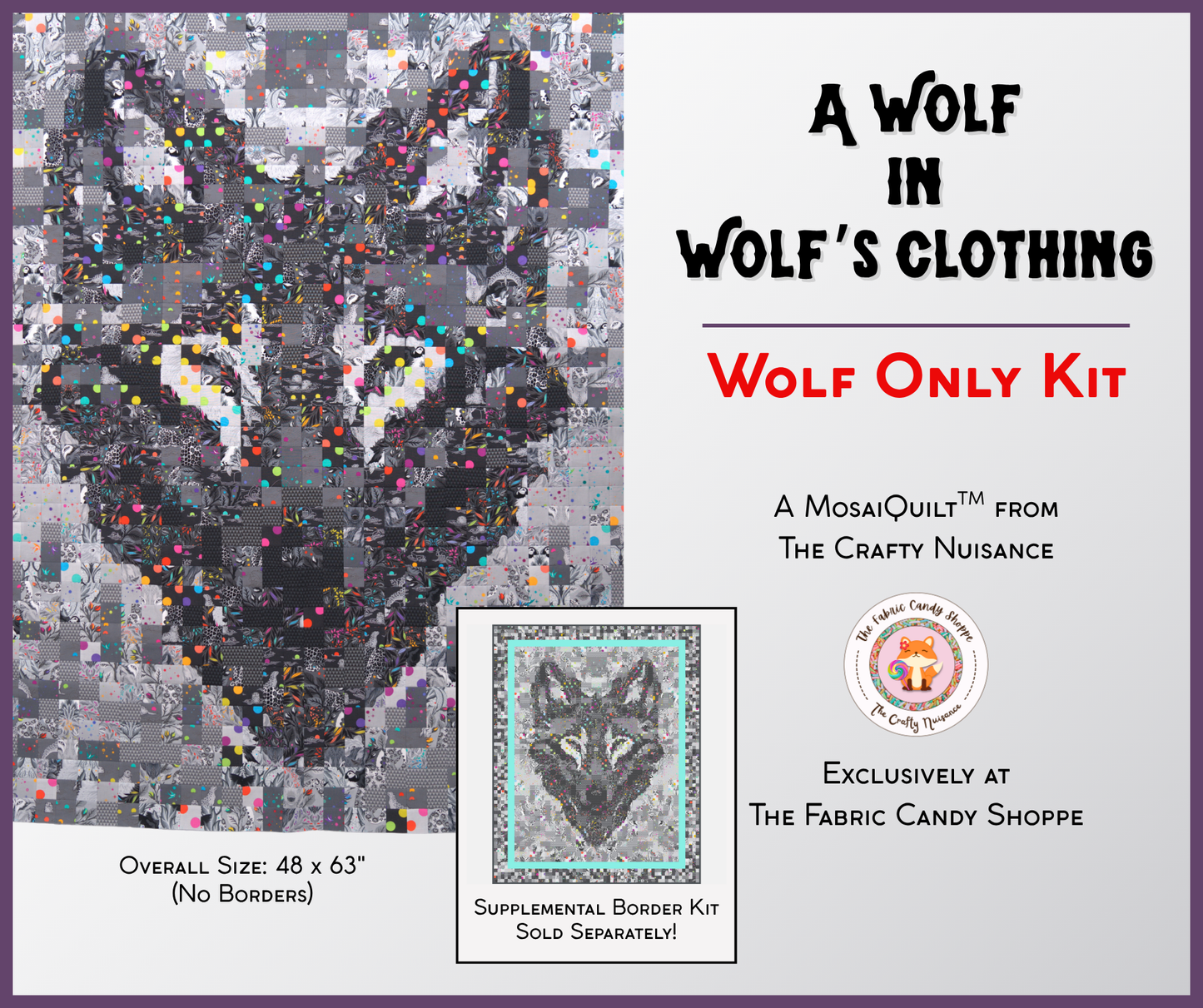 Preorder Dec 2025: A Wolf in Wolf's Clothing MosaiQuilt Pattern & Kit (TFCS EXCLUSIVE)
