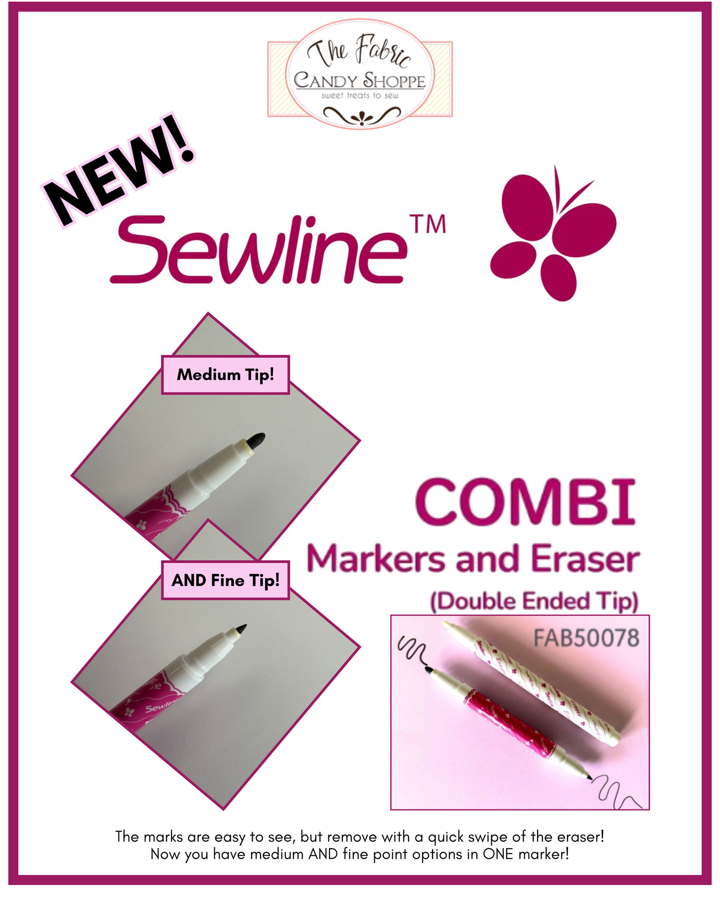 Sewline Combi Marker & Eraser Set SL50078 (Updated Version of Duo)