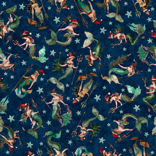 Gotta Have it by Morris Creative Group Mermaids Navy 31192N Cotton Woven Fabric