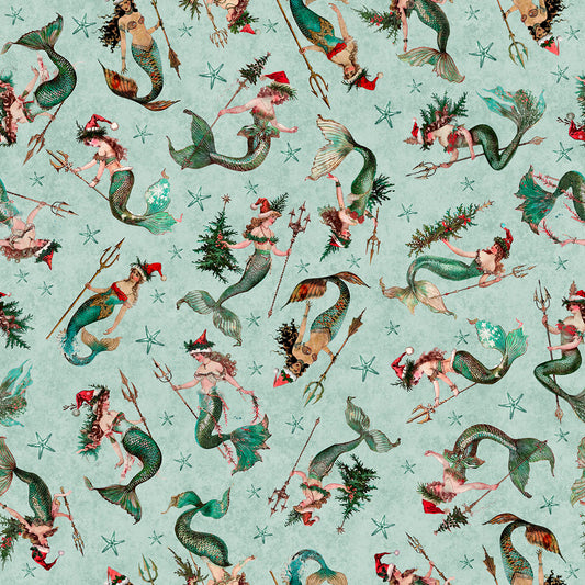 PREORDER ITEM - EXPECTED MAY 2025: Gotta Have it by Morris Creative Group Mermaids Seafoam    31192H Cotton Woven Fabric