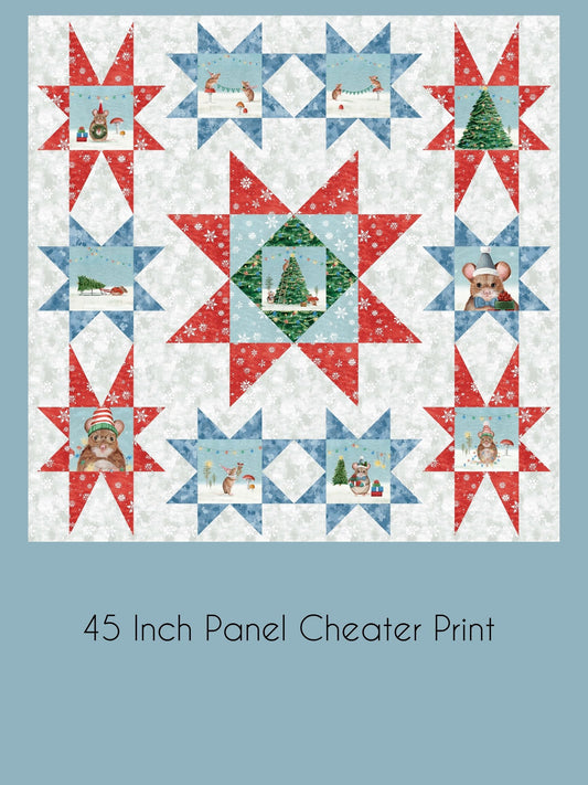 Preorder July 2027: Mice and Merry Cheater Quilt 45 Inch Panel Pearl 1309PH-11