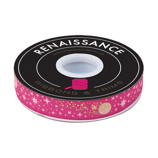 Roar Ribbon by Tula Pink Meteor Shower Blush 7/8" Width Woven Ribbon tk-110-22mm-col-2-s Priced per yard