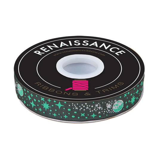 Roar Ribbon by Tula Pink Meteor Shower in Storm 7/8" Width Woven Ribbon tk-110-22mm-col-1-s Priced per yard