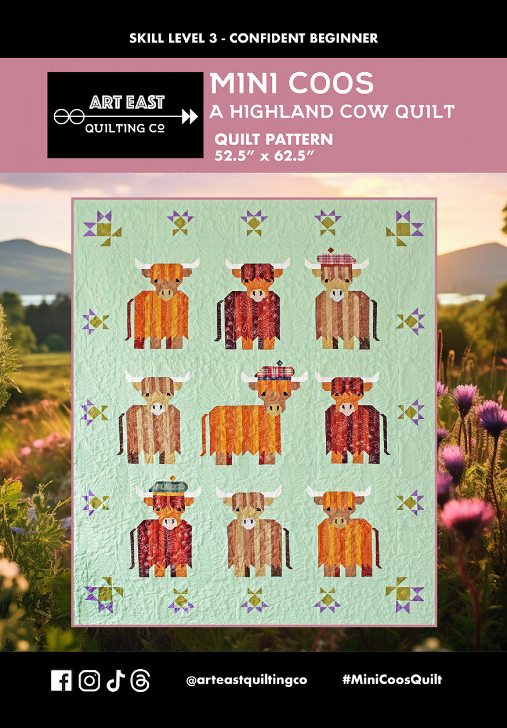 Mini Coos a Highland Coo Quilt Pattern AEMC1123 Pattern