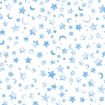 Lil' Wizards by Morris Creative Group Moon & Stars Blue 30555B Cotton Woven Fabric