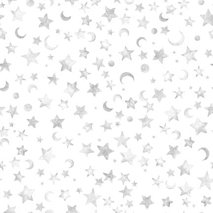 Lil' Wizards by Morris Creative Group Moon & Stars Gray 30555K Cotton Woven Fabric