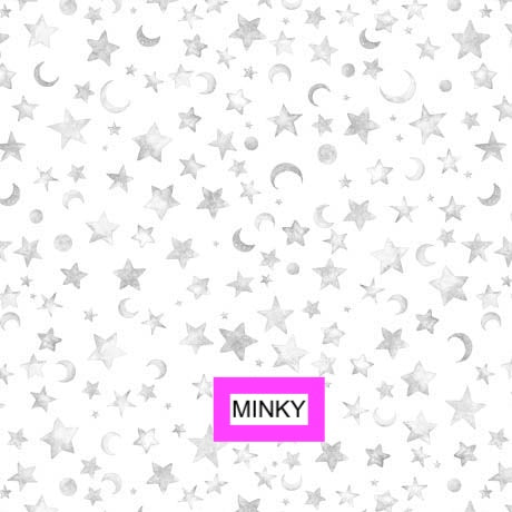 PREORDER ITEM - EXPECTED IN AUGUST 2024: Lil' Wizards by Morris Creative Group Moon & Stars Gray  30555KMINK Minky Fabric