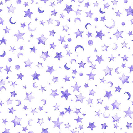 Lil' Wizards by Morris Creative Group Moon & Stars Purple    30555V Cotton Woven Fabric