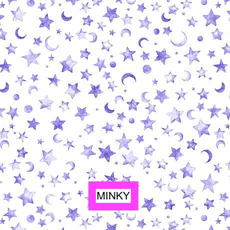 PREORDER ITEM - EXPECTED IN AUGUST 2024: Lil' Wizards by Morris Creative Group Moon & Stars Purple 30555VMINK Minky Fabric