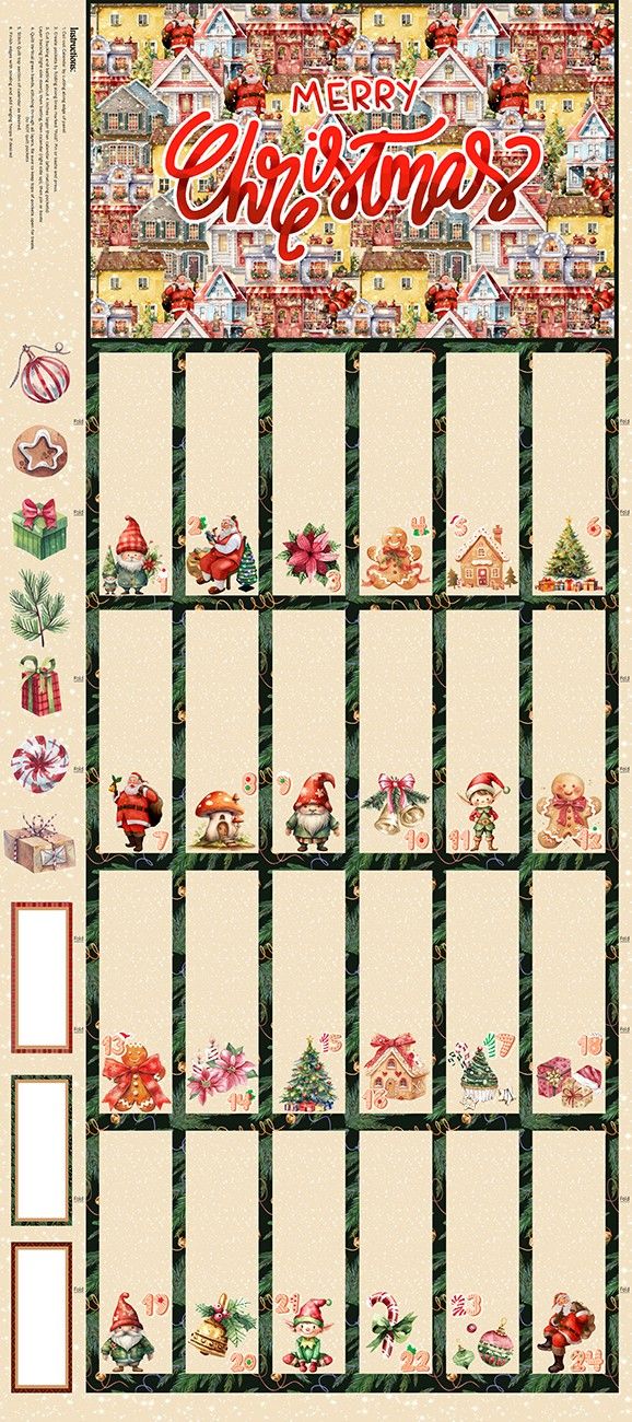 Preorder July 2026: Santa's Village Advent Calendar 57" Panel 5098-05 by KK Fabrics