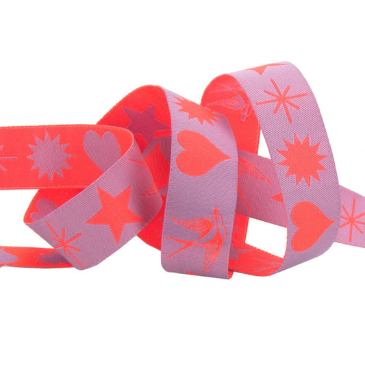 Tula Pink Everglow 7/8" Woven Jacquard Fairy Flakes Mystic Woven Ribbon TK-107/22mm Col 4 Priced per Yard