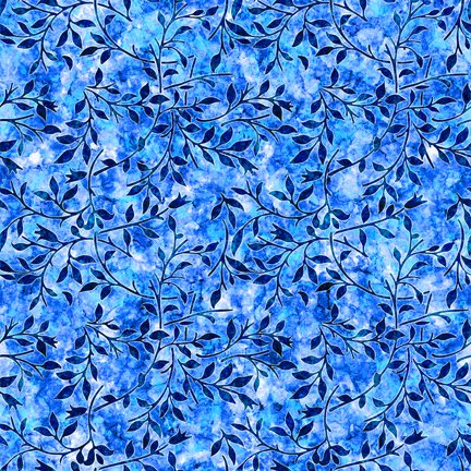 Mystical by Dan Morris Leaf Vine Blue 27381B Cotton Woven Fabric