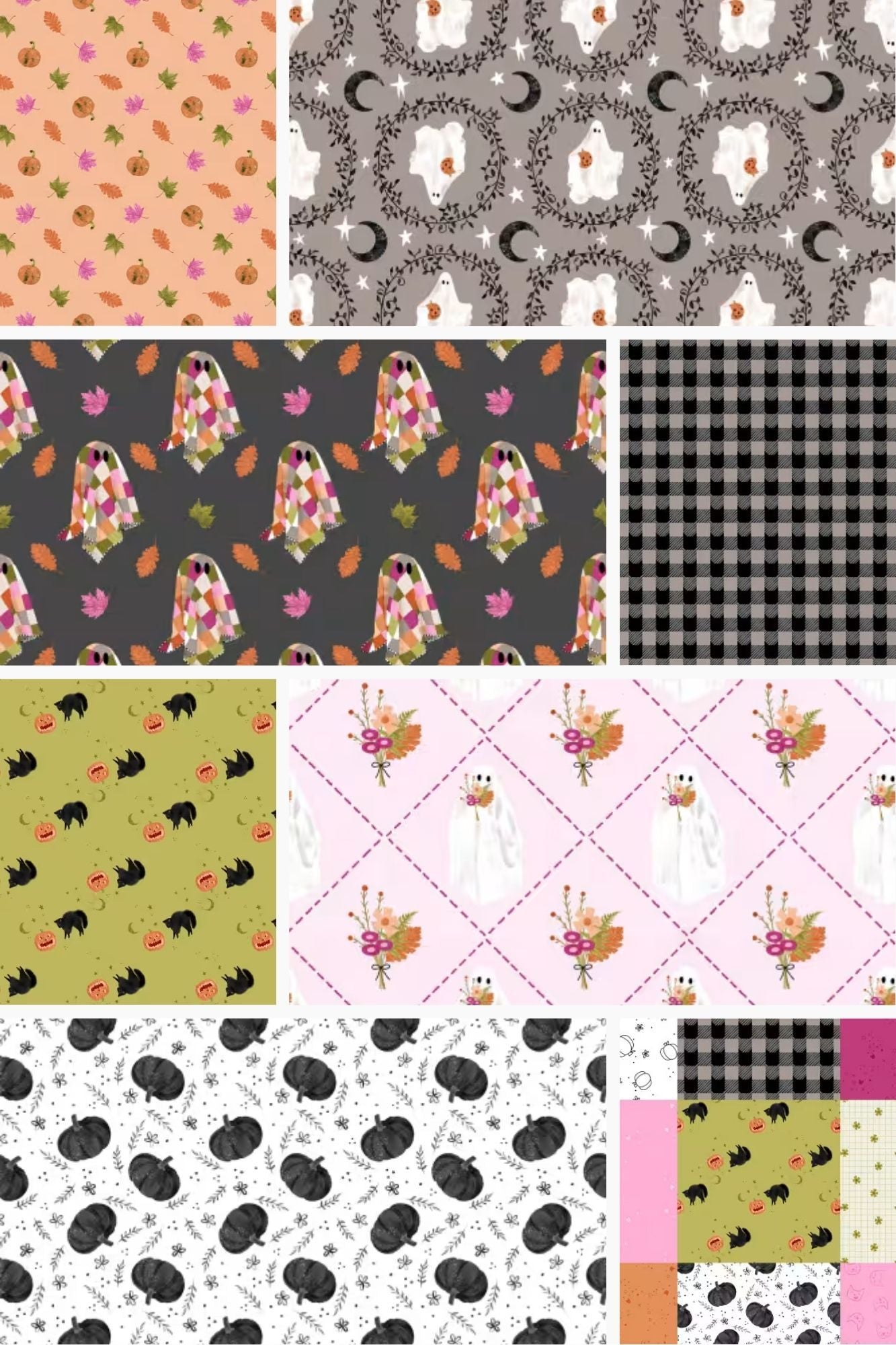 Preorder June 2026: Ghouls Night Out Half Yard Bundle of 8 Prints by Pammie Jane