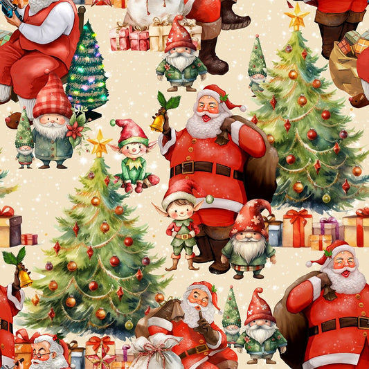 Preorder July 2026: Santa's Village Merryfolk Beige 5098-09 by KK Fabrics