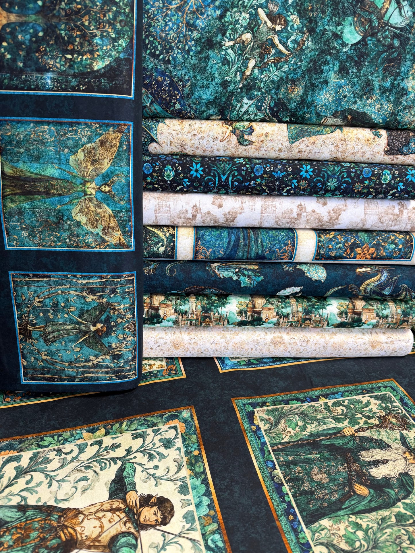 Folklore by Morris Creative Group 36" Panel Medieval Patches Small Tan 31641E