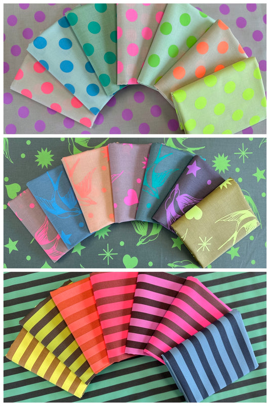 Neon True Colors by Tula Pink 2.5"  Strips Bundle of 40  2.5" Bundle