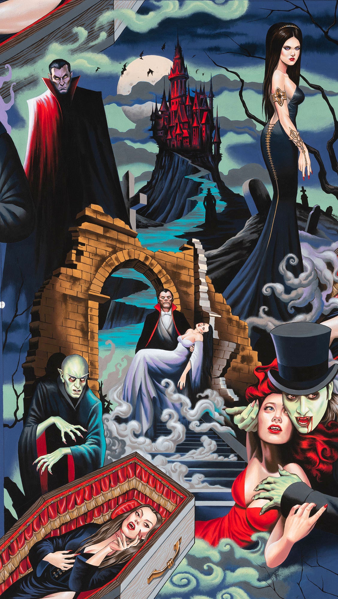 Haunted House  Night of the Vampire Midnight 9043a Cotton Woven Fabric