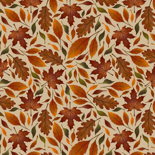 Preorder June 2026: Harvest Haunt Tossed Fall Leaves Cream 4810-41 by Episodic Drawing