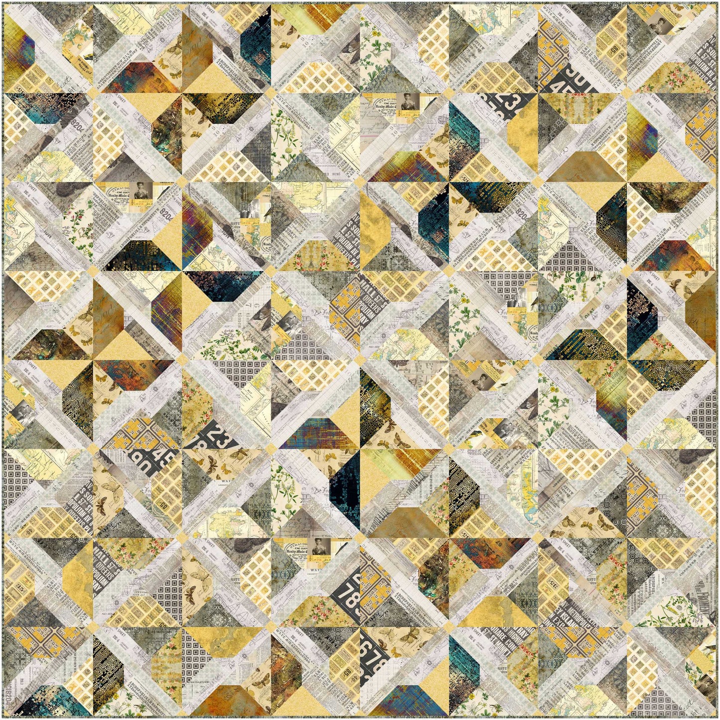 Digital Download On the Wind Quilt by Kerri Thomson Featuring Yellow Palette by Tim Holtz