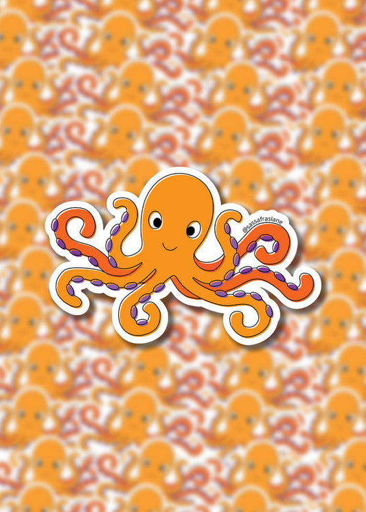 Vinyl Sticker Orange Octopus Stickers   SASSSTICK-OCT